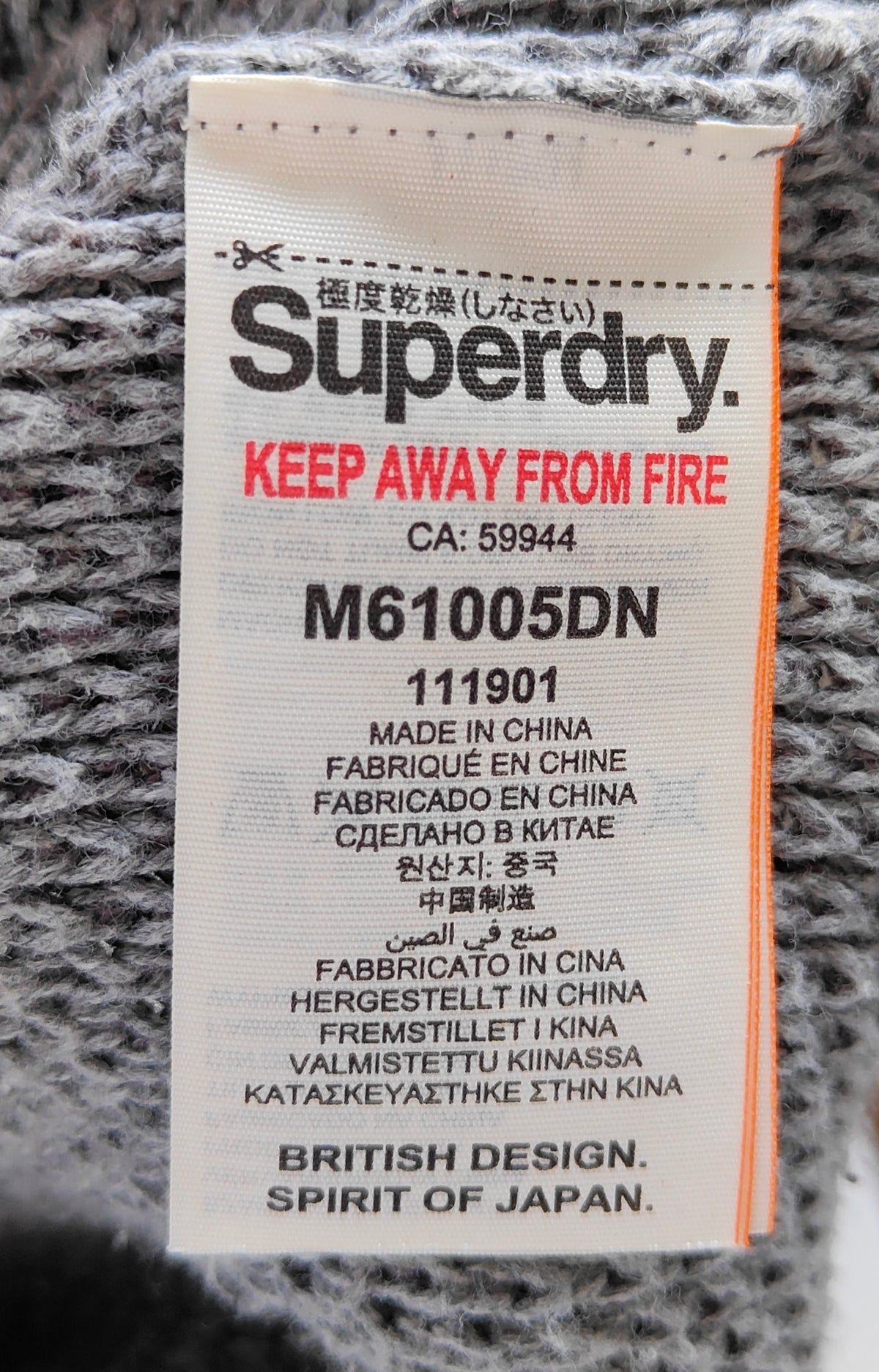 Superdry Premium Knitwear Co. Crew Sweater — Grey/Navy XL