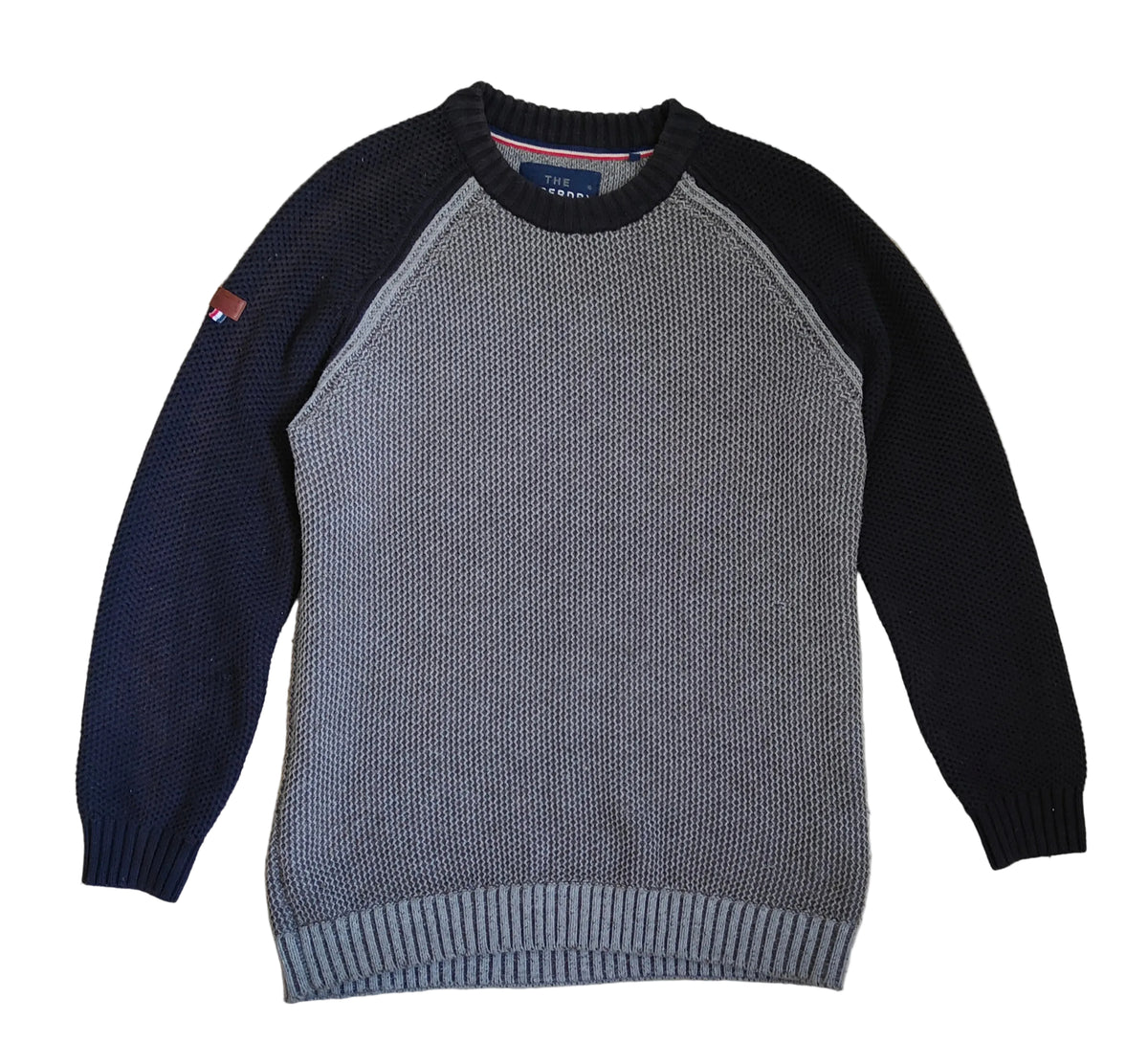 Superdry Premium Knitwear Co. Crew Sweater — Grey/Navy XL