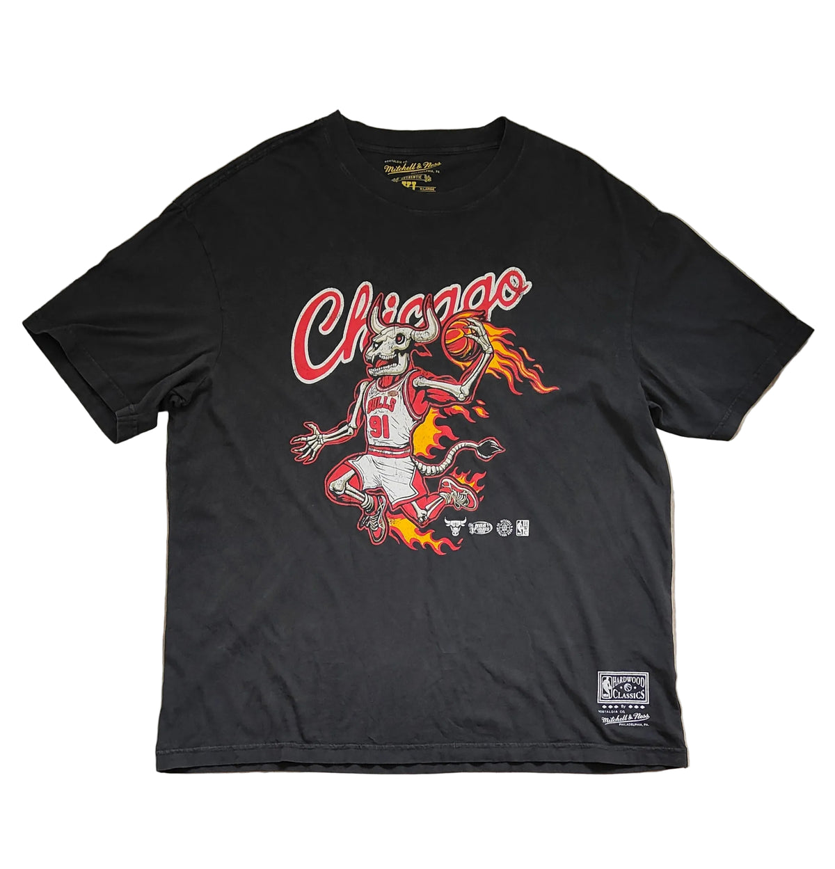 Mitchell & Ness Chicago Bulls #91 Dennis Rodman Skeleton Graphic Tee – XL