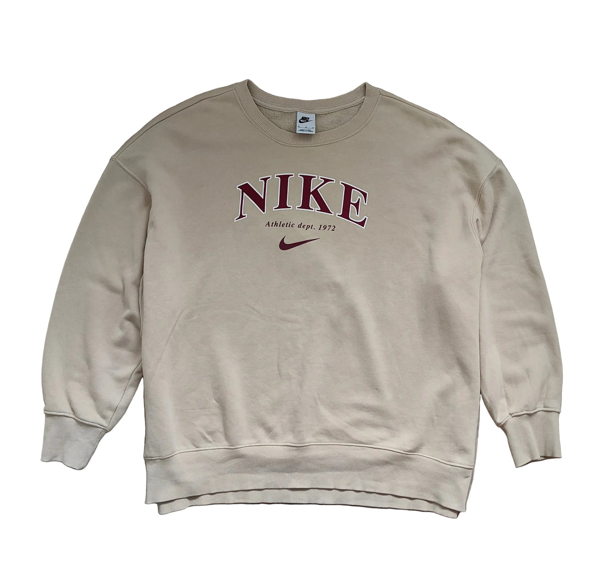 Y2k pre-owned Nike Swoosh Sweatshirt | Cream | Men's XL