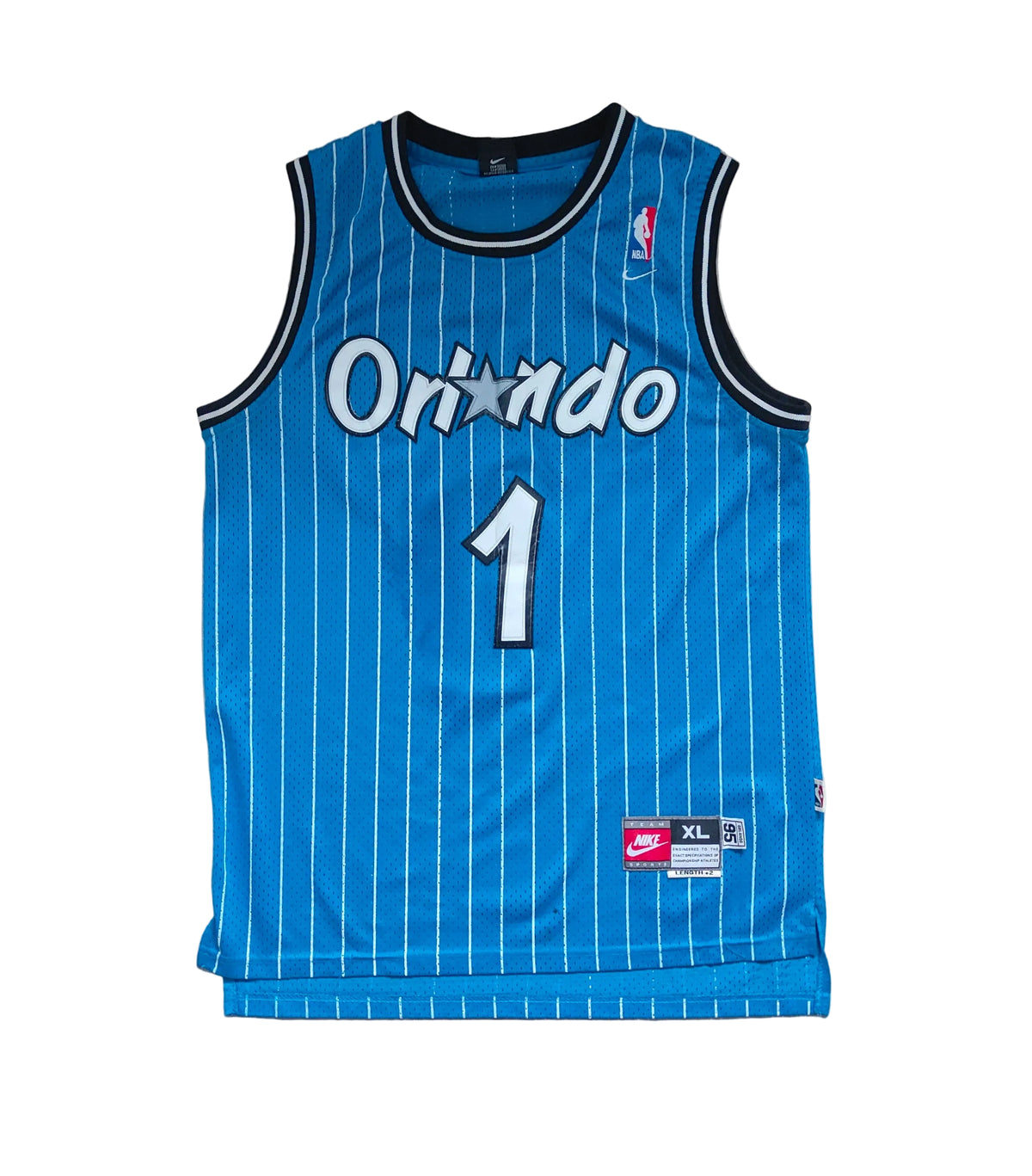 Vintage 1995 Nike Orlando Magic Penny Hardaway #1 NBA Jersey — Blue Pinstripe — XL