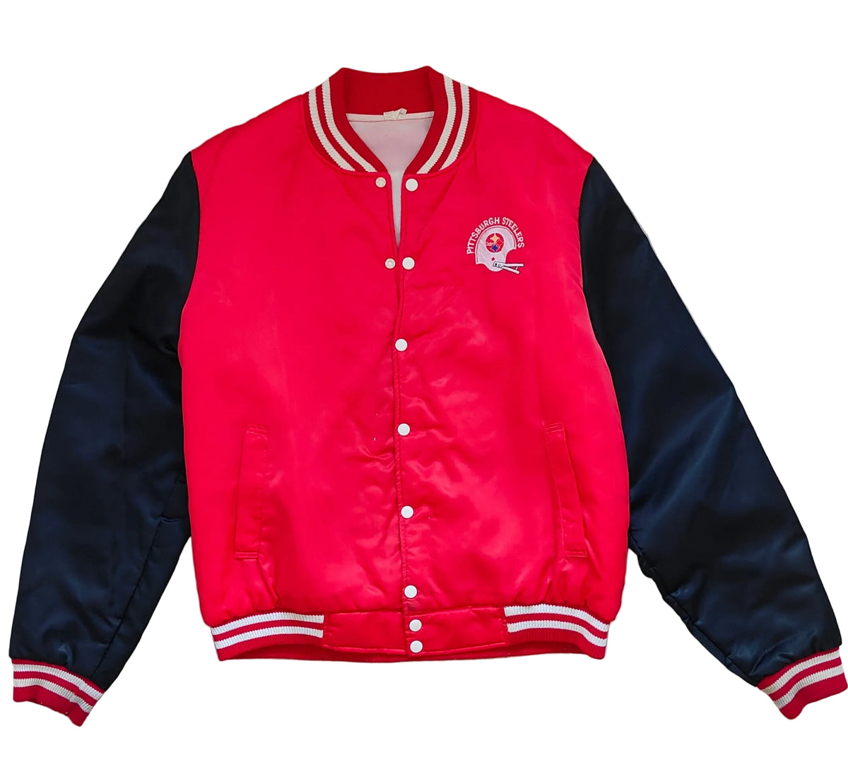 Vintage Steelers NFL Bomber Jacket – Rare Red & Black Colourway
