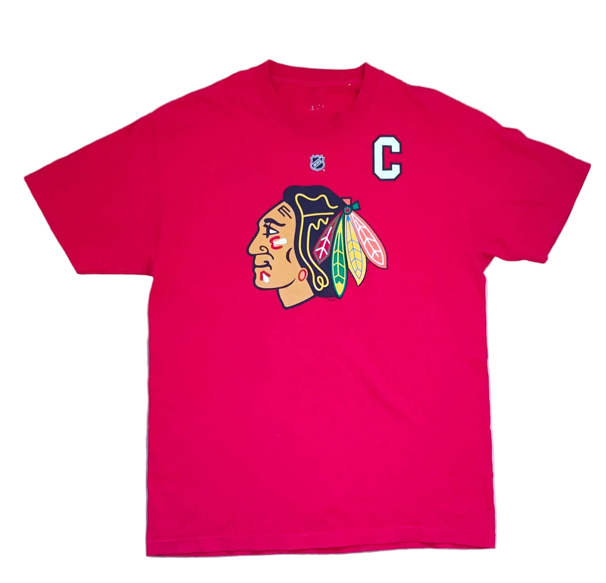 Chicago Blackhawks Jonathan Toews #19 Captain Tee — Reebok NHL Size Medium