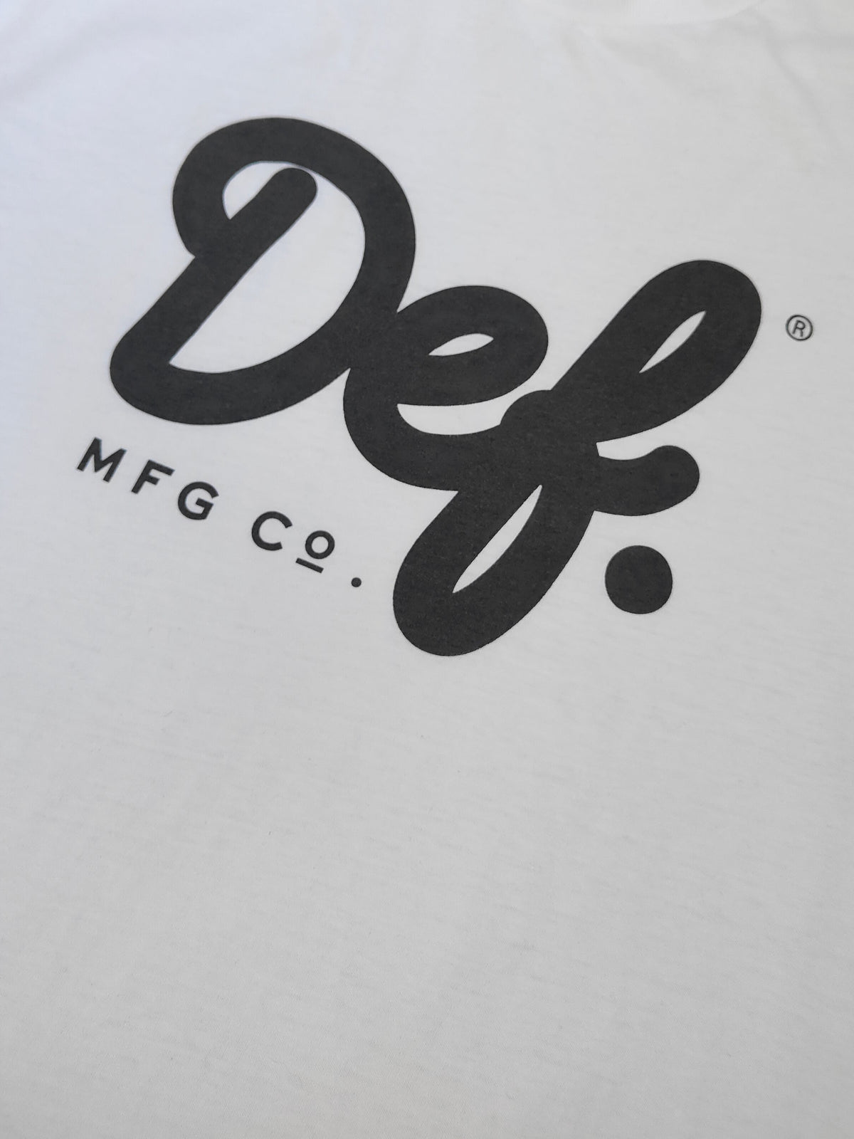 Def. MFG Co. Script Logo Long Sleeve Tee — White/Black L
